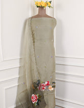 Organza Grey Unstitched Suit